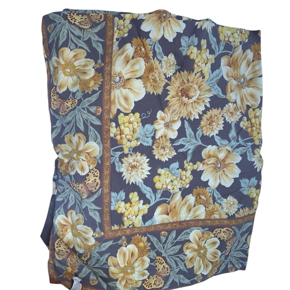 April Cornell Floral Blanket in Yellow taupe sunflowers tablecloth 54x96 - Picture 1 of 4
